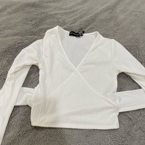Pretty little thing white wrap tie longsleeve
